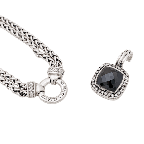 Collier Collier David Yurman, "Grand Albion", argent, hématite, diamants. 58 Facettes 34588