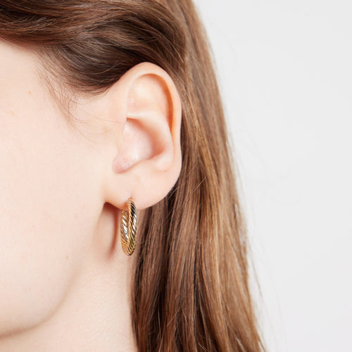 Boucles d'oreilles BOUCLES D’OREILLES CRÉOLES TORSADES 3 OR 58 Facettes REF 2017/20