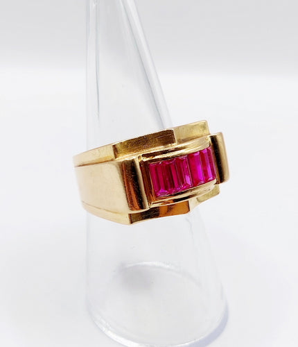 Bague 55 Bague tank art déco or rubis synthétiques 58 Facettes A03728