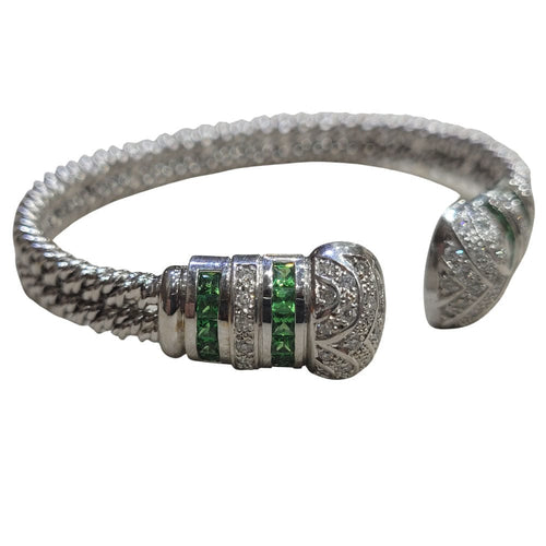 Bracelet Pulsera de tsavoritas y diamants taille brillant en or blanc 18k 58 Facettes P76