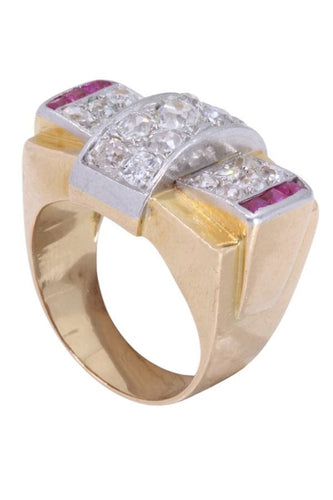 Bague 57 Bague tank rubis et diamants 58 Facettes 092681
