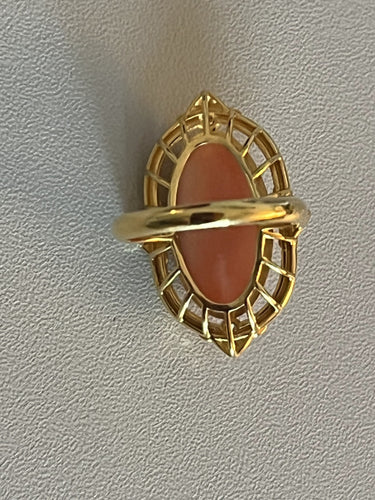 Bague 53.5 Bague Or Jaune Corail Diamants 58 Facettes LOT 6096