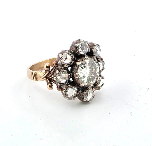 Bague 54 Bague victorienne ancienne sertie de diamants de 2,60 carats provenant de vieilles mines 58 Facettes