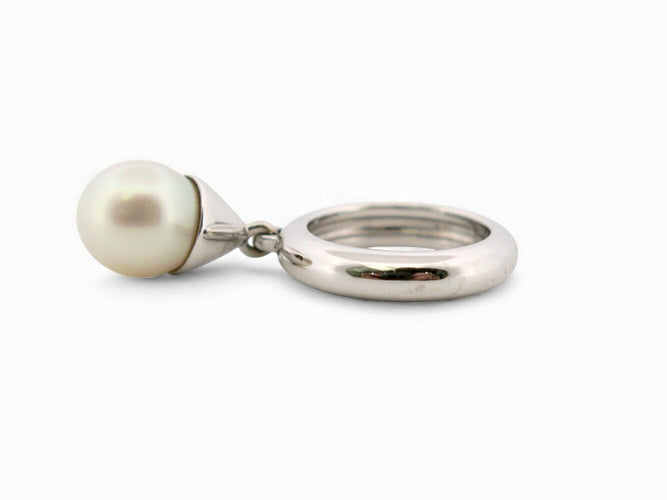 anel dior muguet tribal com pérola t53 em ouro branco 18k 12,6gr 