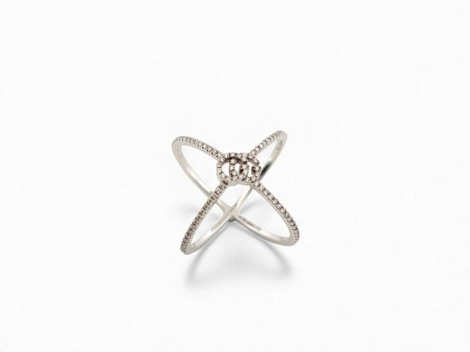 Bague 50 bague GUCCI gg running 7mm en or blanc 18k 108 diamants t50 58 Facettes 271884