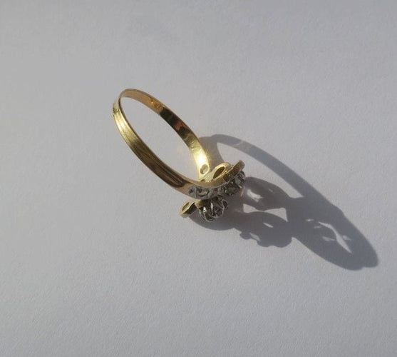 Bague 58 Bague Toi et Moi XIXe Volutes Diamants or jaune et platine 58 Facettes