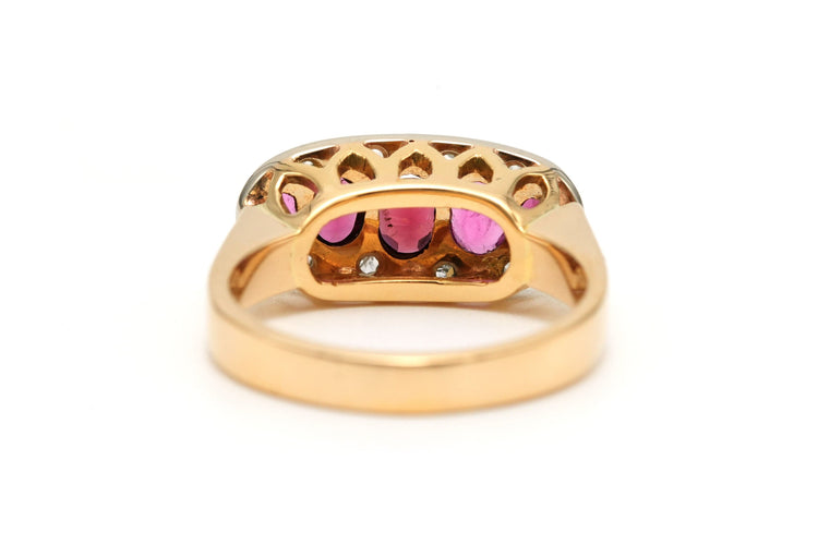 Bague 56 Bague Art Déco or jaune sertie de rubis et de diamants 58 Facettes 22751