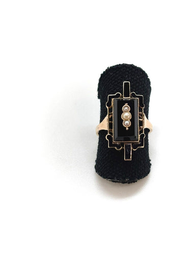 Bague 55 Bague ancienne onyx perles fines 58 Facettes M9101