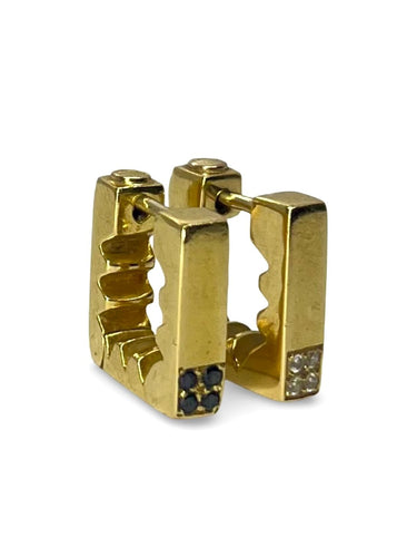 Boucles d'oreilles Boucles d'oreilles or blanc et diamants incolores et noirs 58 Facettes