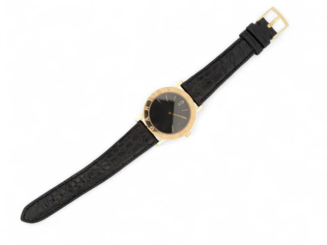 Montre vintage montre BULGARI bb33gl 33mm or jaune 18k bracelet croco  quartz 58 Facettes 270124