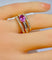 Bague 53 Bague jonc bandeau or jaune, saphir rose, diamants. 58 Facettes AB631
