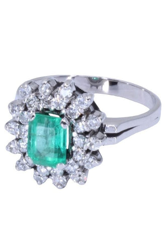 Bague 59 BAGUE POMPADOUR ÉMERAUDE ET DIAMANTS 58 Facettes 082781