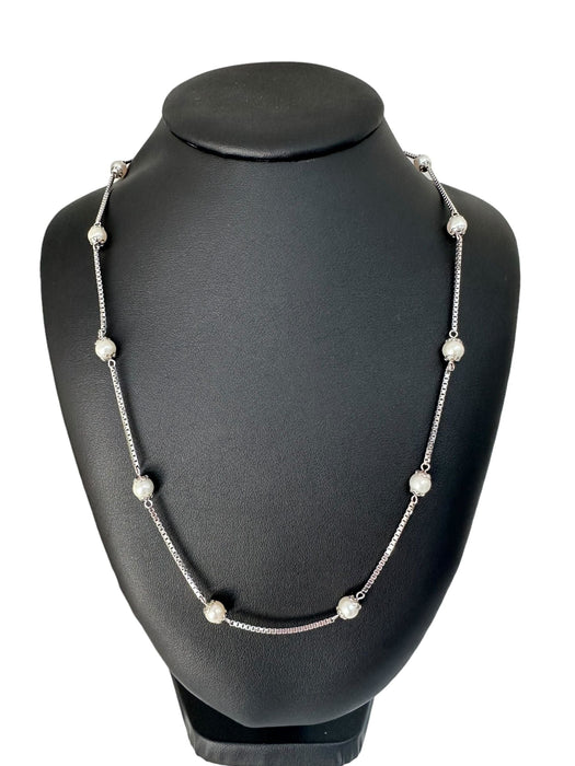 Collier Collier italien en or blanc avec perles 58 Facettes