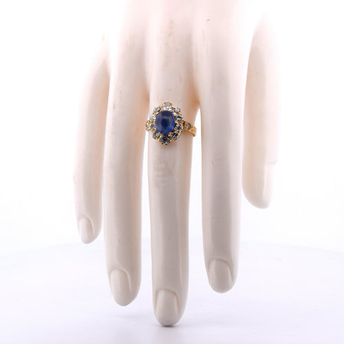 18 KT ALTIN YÜZÜK SAFİR VE PIRLANTA 