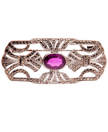 Broșă Broșă Argint 925 Rubin Pirita 58 Facettes BO220346/BELLEBROCHEVINTAGE