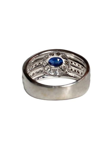 Bague 53.5 Bague fleur, en or gris 18k saphir et diamants 58 Facettes