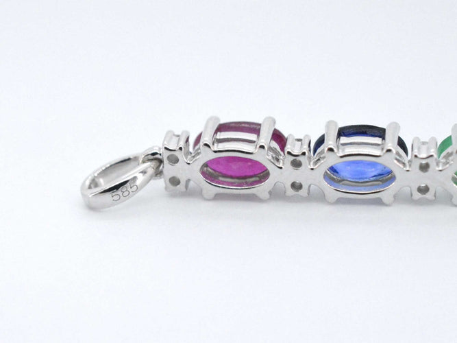 Pendentif Pendentif en or blanc avec pierres précieuses multicolores et diamants 58 Facettes 2275