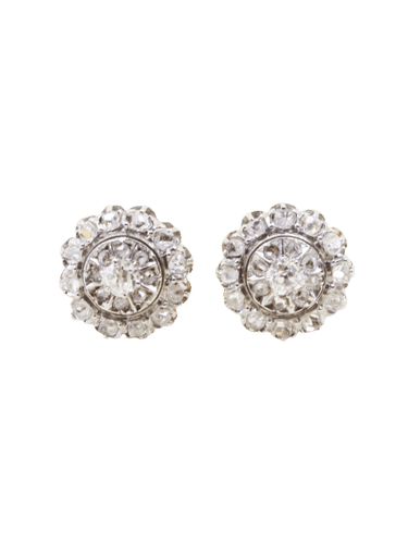 Boucles d'oreilles Boucles d'oreilles marguerite diamants taille ancienne 58 Facettes 1220.2