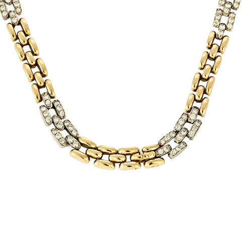 Bracelet Cartier. Collection Maillon Panthère. Rare Collier à transformation pouvant former Bracelet en or de deux couleurs et diamants. 58 Facettes 58FC18