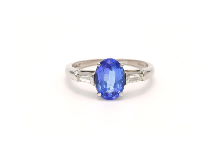 Bague 53 Bague contemporaine en platine sertie d'une tanzanite et de diamants 58 Facettes 22184