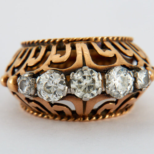 Bague 48 Bague tank  jarretière 1940 diamants 58 Facettes