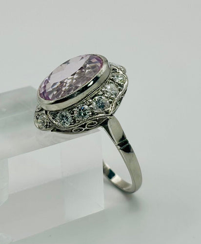 Bague 55 Bague en platine ornée de diamants et de kunzite 58 Facettes 50336