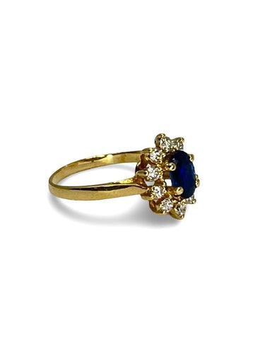 Bague 47 Bague or jaune saphir 1 ct et diamants 0,30 ct 58 Facettes 00066301
