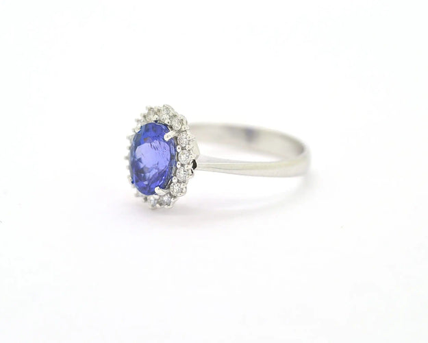 Bague Bague en or blanc avec tanzanite de 1,72 ct et diamants 58 Facettes 12244