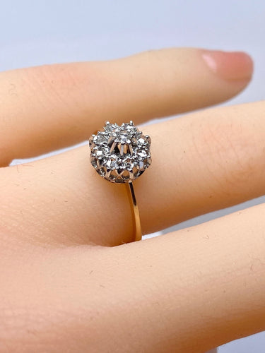 Bague 51 Bague marguerite en or jaune et diamants 58 Facettes AB618