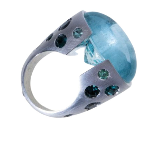 Bague 55 Bague aigue-marine et tourmaline bleue 58 Facettes BOR8