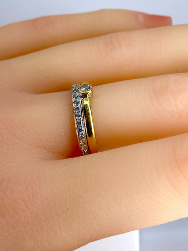 Bague 54 Bague solitaire / alliance or et diamants 58 Facettes AB637