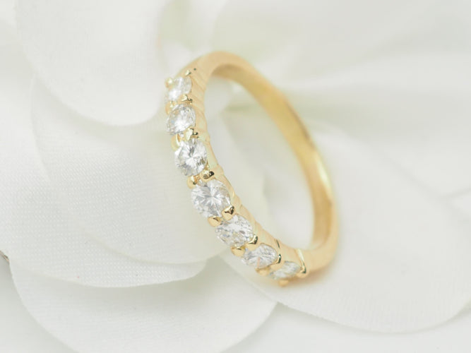 Bague 62 Demi alliance en or jaune et diamants 58 Facettes 33458