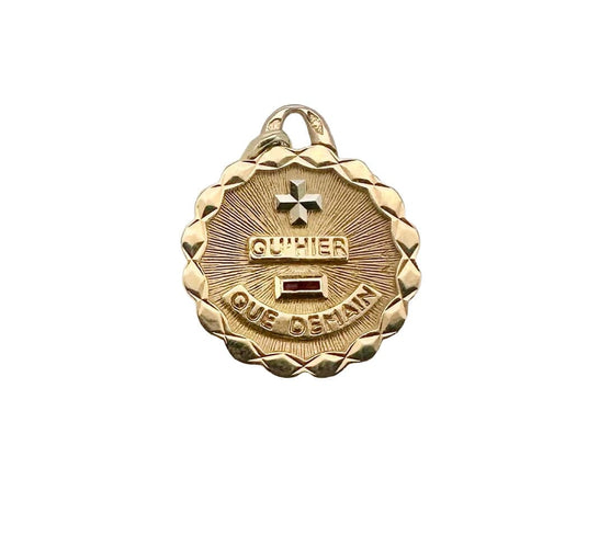Pendentif AUGIS - Médaille or rose, rubis 58 Facettes
