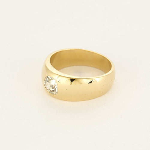 Bague 56 Solitaire jonc en or jaune et diamant 58 Facettes COMP1082