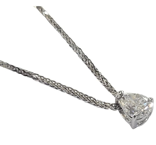 Collier Pendentif et collier diamant poire 0,75 ct en or blanc 18k 58 Facettes Q387B