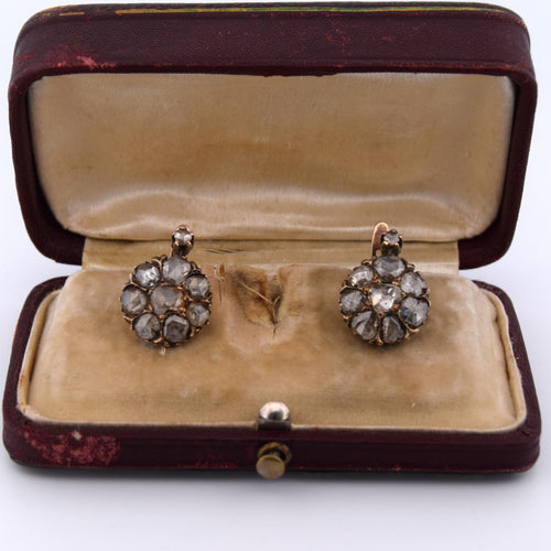 Boucles d'oreilles Boucles d’oreilles victoriennes en or 12k et diamants taille rose 58 Facettes OR154