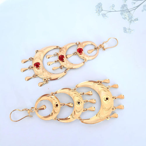 Boucles d'oreilles Boucles d'oreilles orientales pendantes Or jaune 18 K 58 Facettes AA 1742