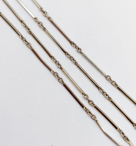 Collier Chaine sautoir antique or blanc à maille bâtonnets finement travaillés 58 Facettes A04836