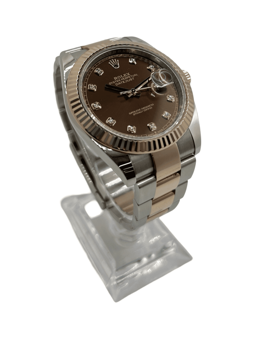 Montre Rolex Datejust 41 or rose Chocolate & Diamonds 58 Facettes