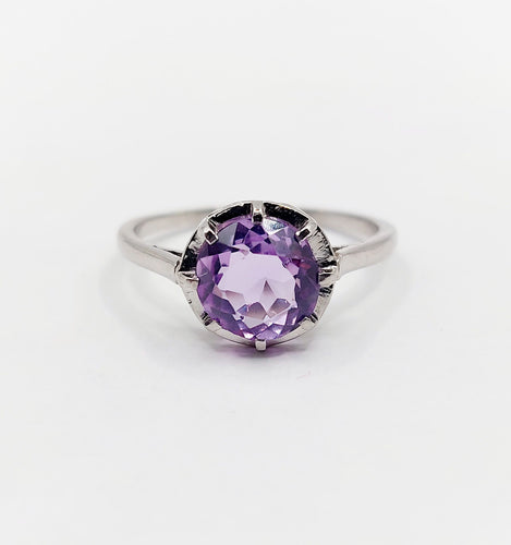 Bague solitaire Art Déco platine et améthyste 58 Facettes A05353