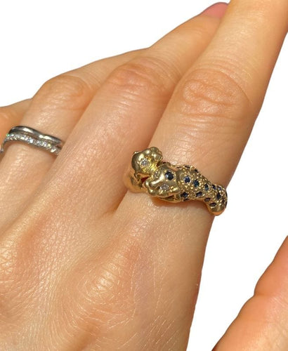 Bague 54 Bague en or jaune saphirs diamants 58 Facettes