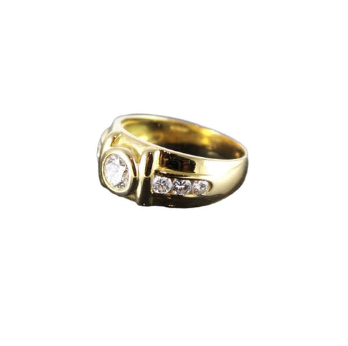 Bague 56 Bague Mixe Or jaune et Diamants (centre +/-0.55 Ct + 0.40 Ct Entourage) 58 Facettes