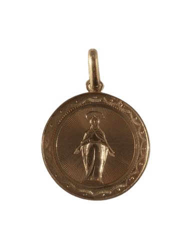 Médaille pendentif Vierge Miraculeuse ancienne en or rose 18 carats