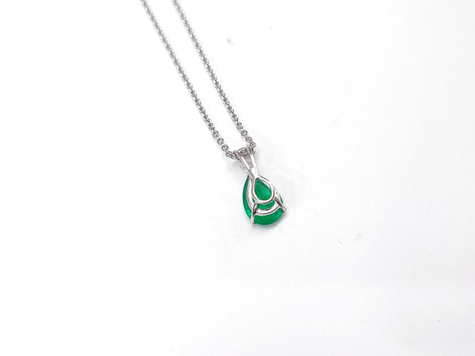 Collier Collier pendentif or blanc, émeraude et diamant 58 Facettes Pend.Emer.FA.51