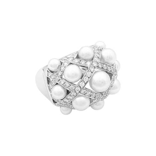 Bague 51 Bague CHANEL, "Baroque", or blanc, diamants, perles. 58 Facettes 34664