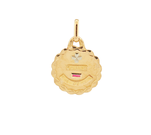 Pendentif Maison Augis - Pendentif Médaille d'Amour en or jaune et rubis 58 Facettes 32303