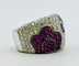 Bague Bague en or ornée de motifs floraux composés de diamants et de rubis 58 Facettes 50166