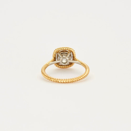 Bague 52 Solitaire Torsadé diamant taille ancienne 1,65 carat en or jaune 18K 58 Facettes