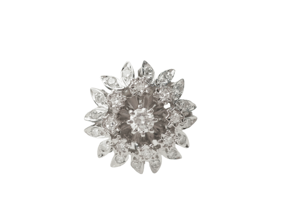 Bague 54 Bague Fleur en or blanc et diamants 58 Facettes 33233