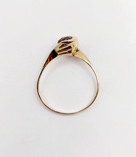 Bague 55.5 Bague vintage or 18k grenat ovale et monture moderniste 58 Facettes A05377